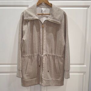 Chico's Weekends Light Taupe Zip-Front Drawstring Utility Jacket